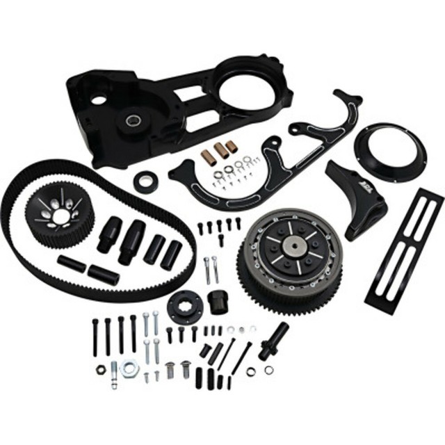 BDL Black Anodized 2" Open Primary Billet Belt Drive Kit Harley Touring