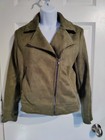 Faux Suede Olive Green Soft Motorcycle Style Jacket S NWOT