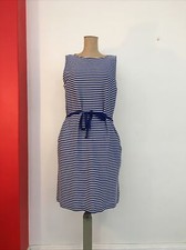 Uniqlo Shirt Dress L Pockets NEW Blue White Stripes BELT