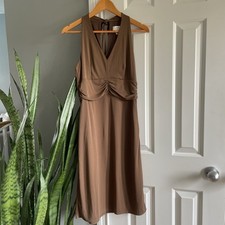 Loft Ann Taylor Brown Halter Dress Size 6
