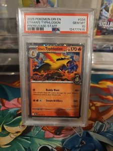 2025 Pokemon Ethan's Typhlosion Prerelease Staff Promo #034 PSA 10