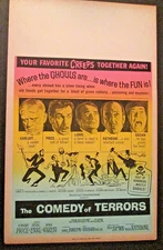 BORIS KARLOFF ,VINCENT PRICE, PETER LORRE (COMEDY OF TERRORS) MOVIE POSTER