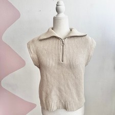 Cream Sweater Vest Cottagecore Preppy Academia Minimalist Retro Medium
