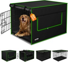 Ventilated Dog Crate Cover, Double Windows Top Breathable Mesh.Black Basic