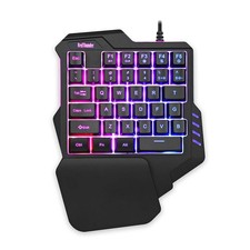 RedThunder One Handed Gaming Keyboard RGB Backlit 35 Keys Portable Mini Black