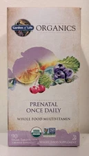 Garden of Life Organics Prenatal Once Daily - 90 Count Tablets - EXP 07/27 - NEW