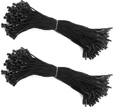 1000Pcs 7.7Inch Thick Black Hang Tag String Cotton with PP Plastic Locks,For Lab