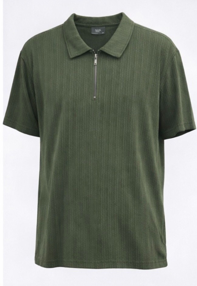 Level Ten Men’s Polo Shirt XL Olive Zip Collar Rib Knit NEW W/ Tags
