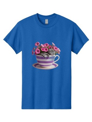 Cat-In-Tea-Cup-1 Mens Graphic Tee, 100% Cotton, Casual Summer Wear