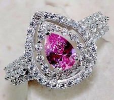 4CT Treated Pink Sapphire  Topaz 925 Solid Sterling Silver Ring Sz 6 GB2-3