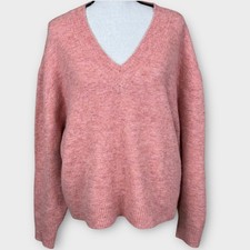 Wilfred Aritzia Pink V Neck Long Sleeve Alpaca Blend Sweater Women's Size L