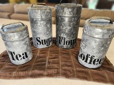 Vintage Metal Kitchen Canister Set for Flour, Sugar, Coffee  Tea