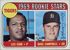 1969 TOPPS Dave Campbell Auto Card #324 Tigers Rookie Stars Vintage Signed MLB . rookie card picture