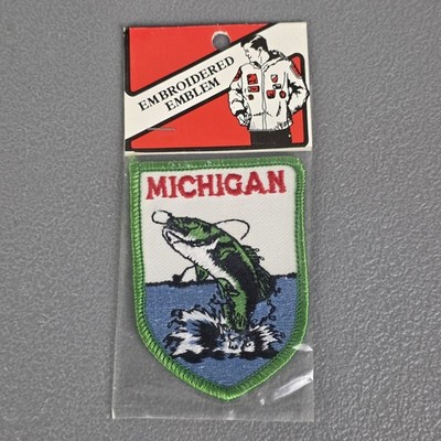 Michigan Embroidered Patch Souvenir Bass Fishing Travel Emblem New in Package