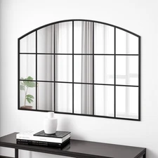 Arch Black 42"x 28" Window Pane Mirror, Rectangular Arch Wall Mirror, Modern ...