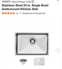 Ukinox Stainless Steel Kitchen Sink 24"