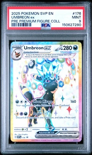 2025 POKEMON PRISMATIC EVOLUTIONS PREMIUM FIGURE COLLECTION UMBREON EX PSA 9