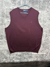 Vintage Polo Ralph Lauren Sweater Vest Men’s 1X Big Maroon Red 100% Pima Cotton