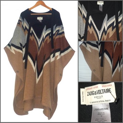 ZADIG & VOLTAIRE 'CLYDE' WOLLCAPE - OSFA - GUTER ZUSTAND