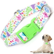 Small Dog Collar Girl Green Floral Fits Small Dogs Adjustable Soft Durable