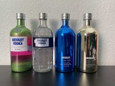 [voll] 4x Absolut Vodka Secure Cap Editions 0,7L Mode Unique Electrik