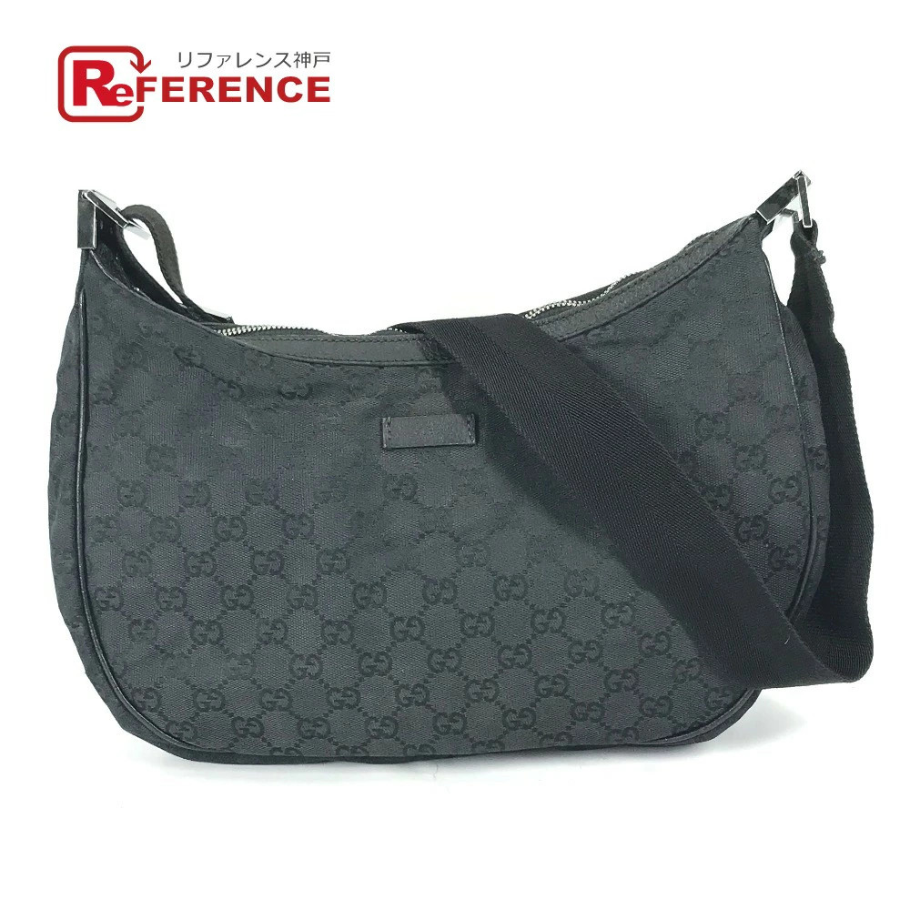 Gucci GG Crossbody Shoulder Bag in Black Leather & Canvas Pre-Owned