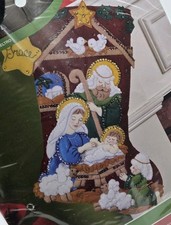 Bucilla NATIVITY Felt Christmas Stocking Kit 86449 Jesus Manger Dove 18" Sealed