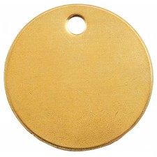 Blank Tag, Brass, 2 In H X 2 In W, 2 In Dia., Yellow, Round, 100 Pk, 41882