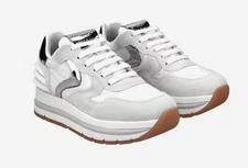 White Leather Platform Sneakers Women's 9, EU 40 Voile Blanche MARAN POWER NEW