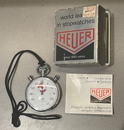 Vintage Heuer Trackmaster Stopwatch Ref. 8037 Swiss Made 1/5 Second great shape!