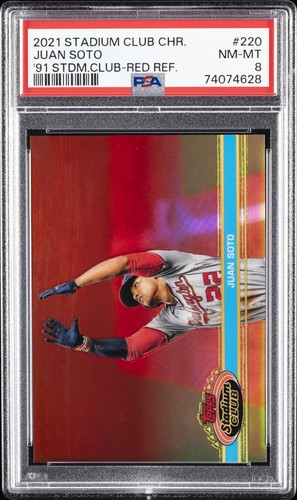 2021 TOPPS STADIUM CLUB CHROME VARIATION-RED REFRACTOR #220 JUAN SOTO 5/5 PSA 8