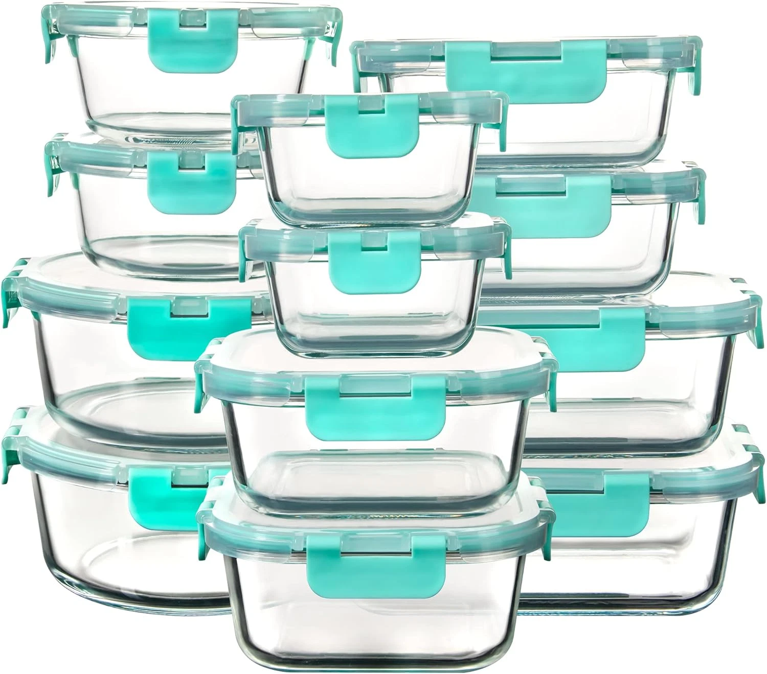 12 Pack Glass Storage Containers with Lids, Leak-Proof Meal Prep Containers, Dis