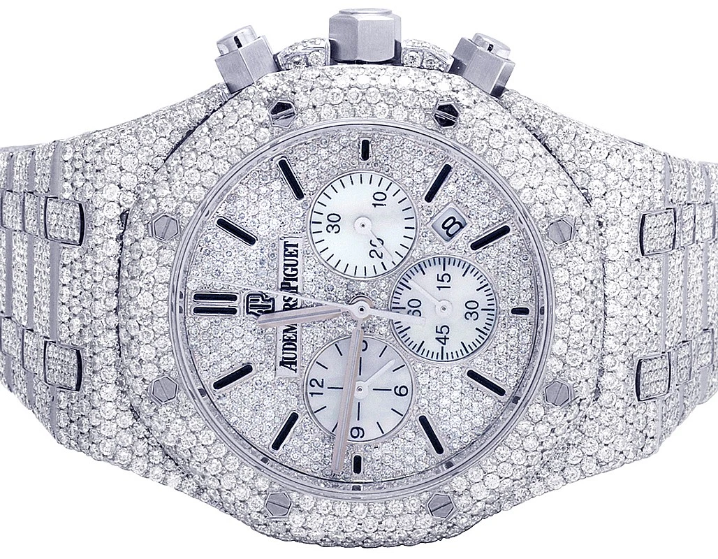 Audemars Piguet — Mens Audemars Piguet Royal Oak 41MM Chronograph S.Steel VS Diamond Watch 33.0 Ct