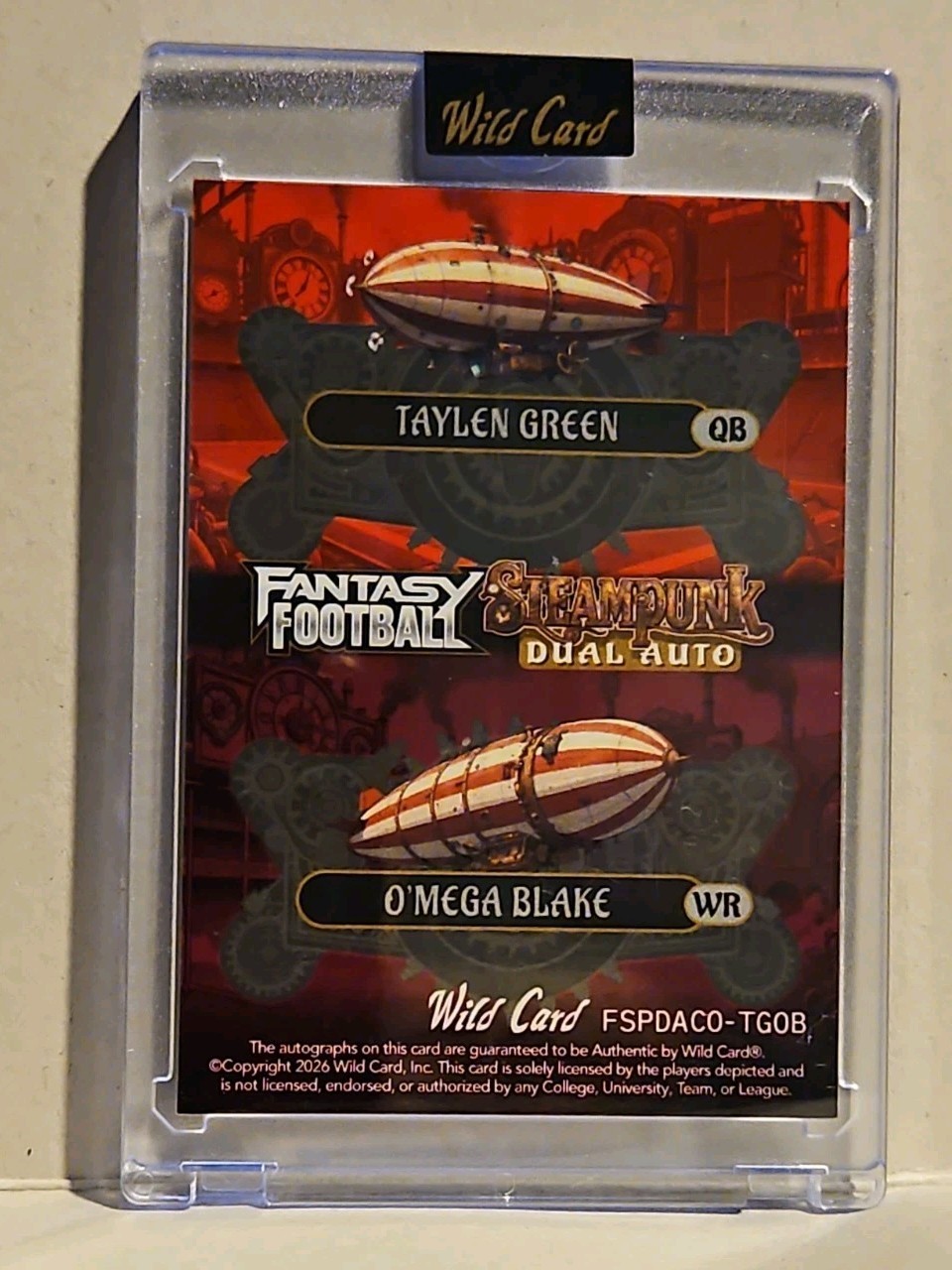 1/1 Dual Auto Taylen Green O'mega Blake 2026 Wild Card Steampunk Arkansas  view 4