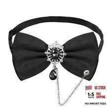 Bow Ties for Men with Crystal, Pre-tied Adjustable Mens Bow Tie Sparkly Black
