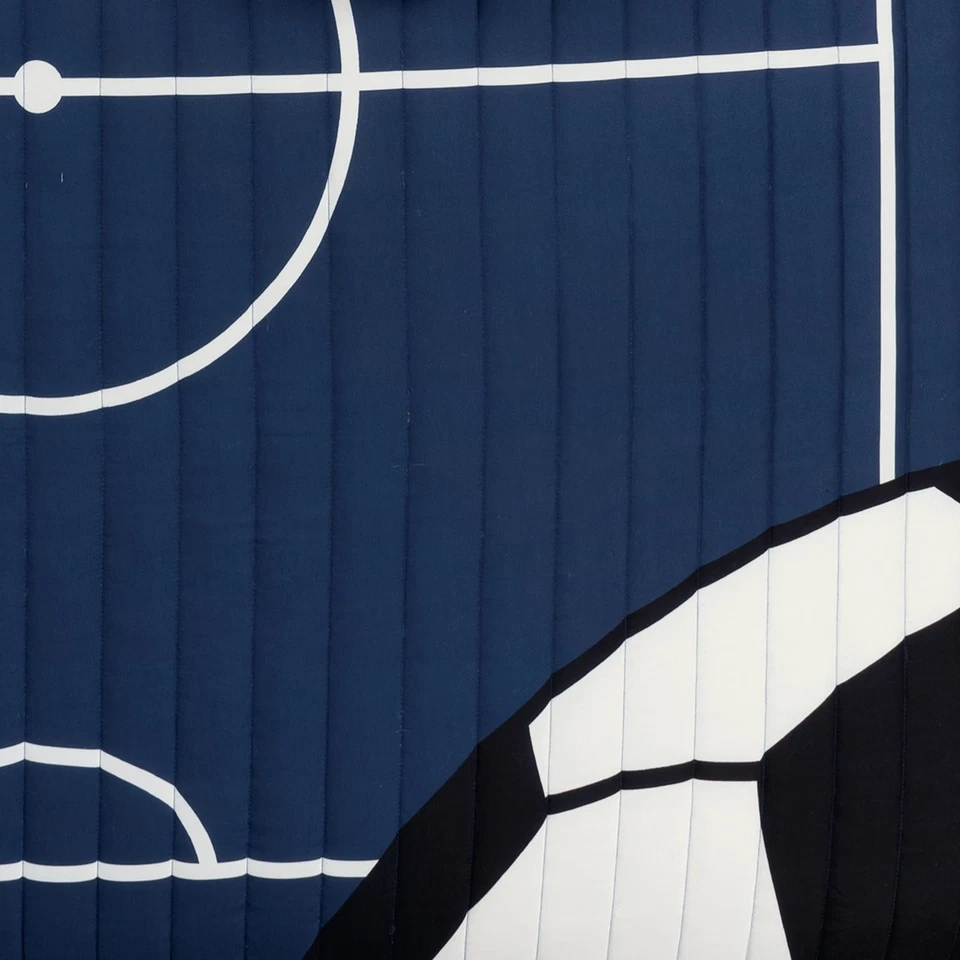 Soccer Game Reversible Quilt Quen Size 4 Piece Set Full/Queen Navy & Gray - T... - Image 2 of 4