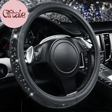Bling Diamond Leather Steering Wheel Cover With Sparkly Crystal Glitter Rhinest