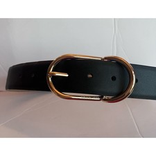 Michael Kors Black Leather Belt With Gold Buckle w/ MK Medallion - M