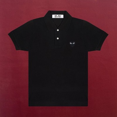 COMME DES GARCONS PLAY CDG PLAY BLACK EMBLEM POLO BLACK T-SHIRT  SIZE XL