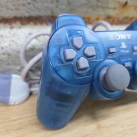 Sony PlayStation PSone Dualshock Analog Controller Clear Blue SCPH-110 Tested