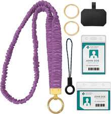 Scrunchie Lanyard for ID Badges Holder, Cute Retractable Neck Strap for Keys for