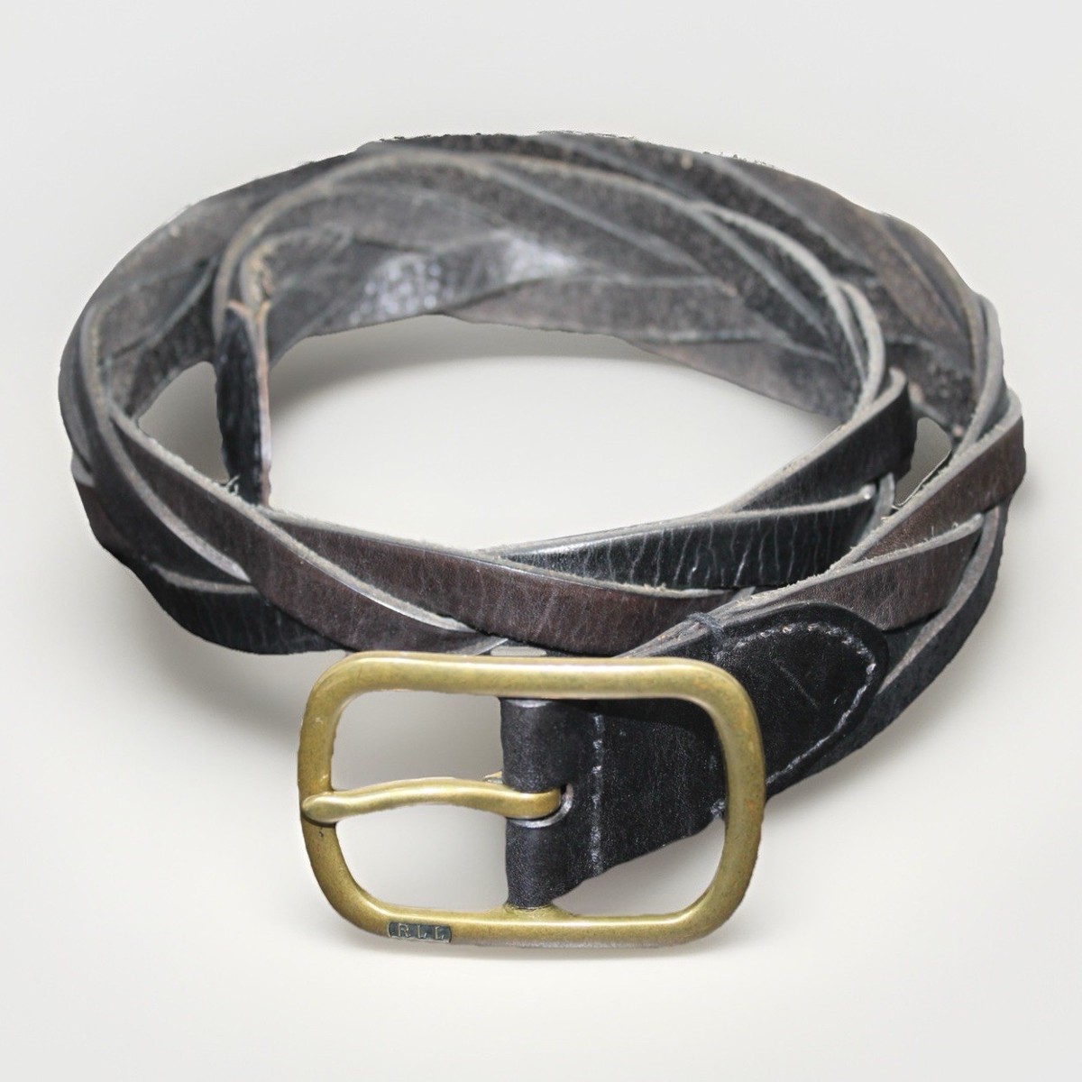 Genuine Leather Braided Belt with Antique Brass Buckle Artisan Braided Belt - Solid Copper Buckle | BELTLEY main image 4