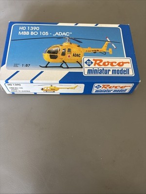 ROCO 1390 HO SCALE TRAIN HELICOPTER MODEL KIT w INSTRUCTIONS 1:87 ADAC