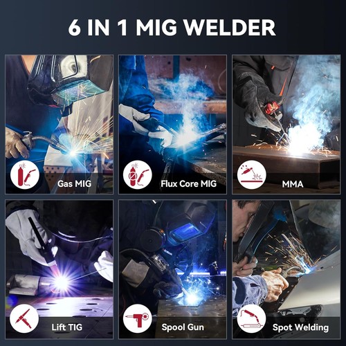 ARCCAPTAIN 6-in-1 Aluminum MIG Welder, 200A Welding Machine 110V/220V, Flux Core - Picture 2 of 8