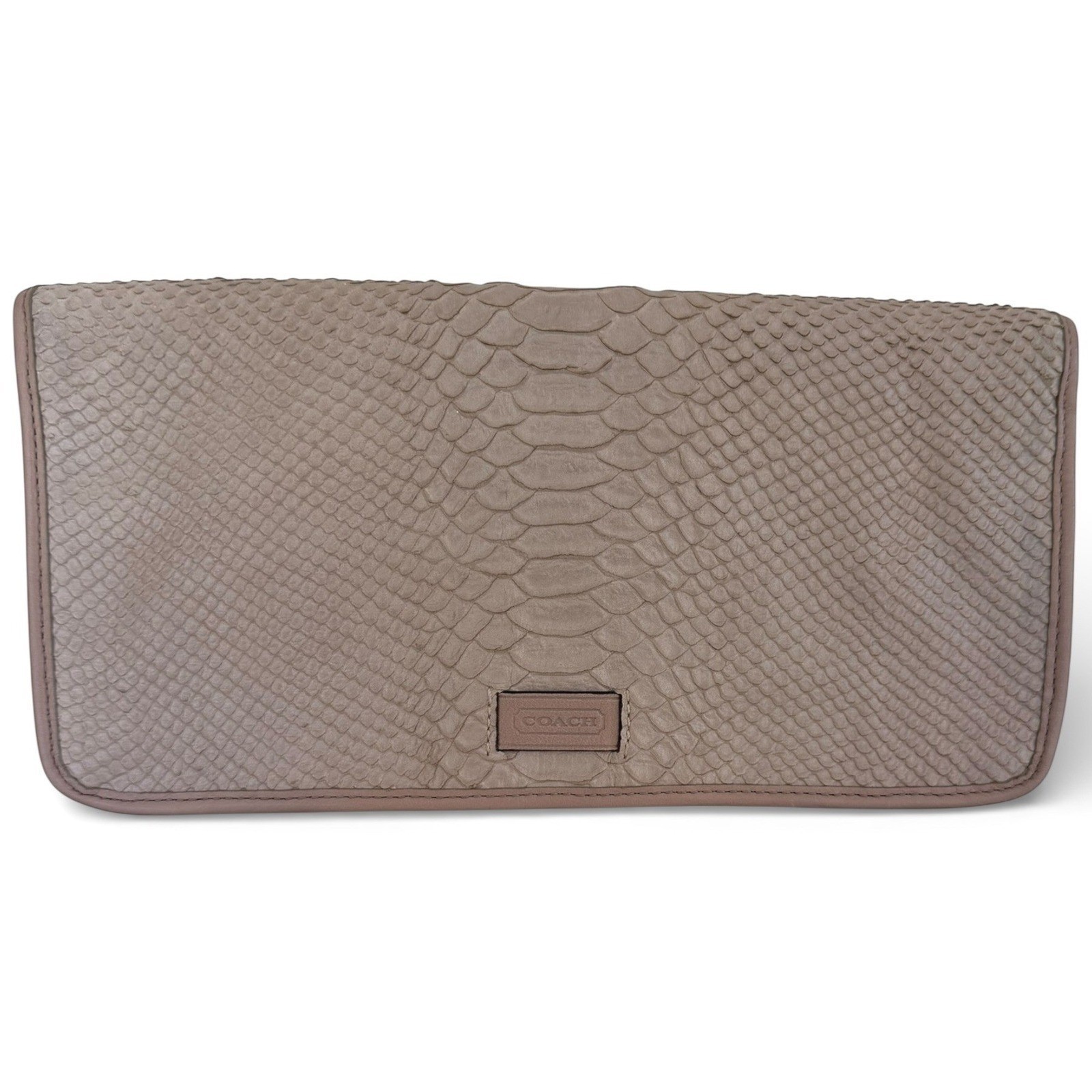 Coach Blush Python Embossed Leather Fold Over Clu… - image 2