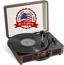 Tocadiscos port til con Bluetooth asa de f cil transporte Marr n oscuro US NUEVO
