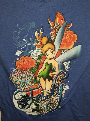 Disney Tinkerbell Fiesty T Shirt Jrs Lg blue Colorful short