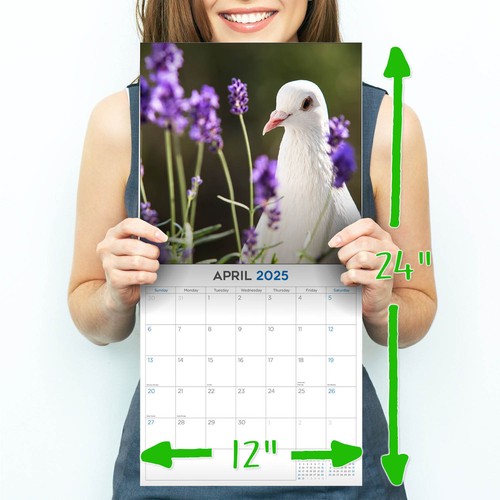 Calendario Palomas 2025 - Lindo Calendario de Pared Animal - ¡Hecho en EE. UU.! - Imagen 7 de 8