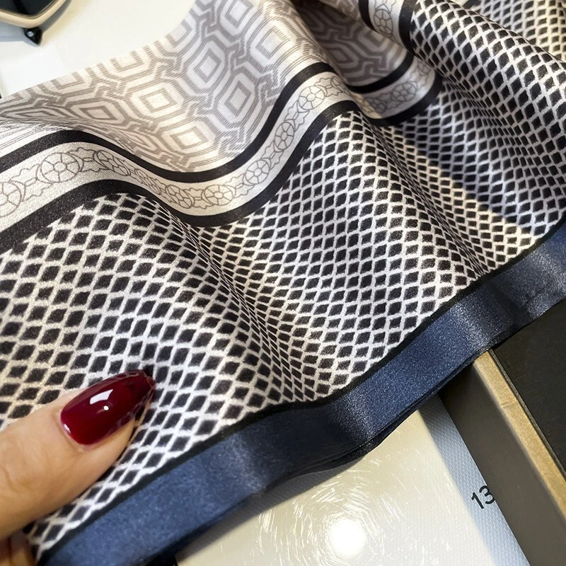 Cachecol longo 100% seda dupla face feminino masculino vintage lenço gravata presente 150*15cm - Imagem 3 de 4