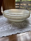 Vtg Set Of 4 Anchor Hocking Fire King Milk Glass Gold Trim Salad Bowls 7.5 In